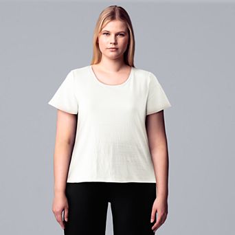 Plus Size Simply Vera Vera Wang Relaxed Scoopneck Tee