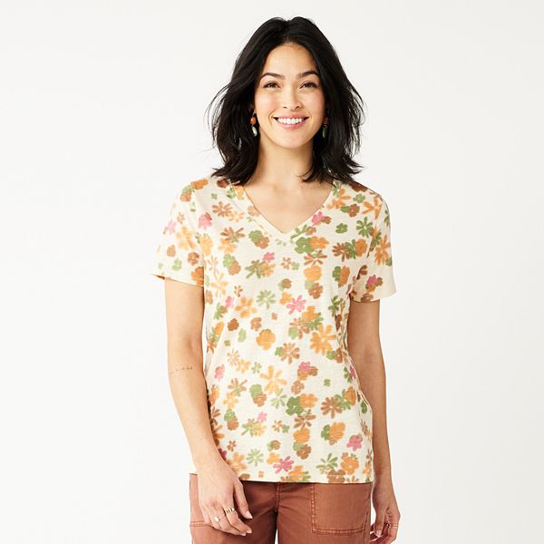 Petite Sonoma Goods For Life® Everyday Short Sleeve V-Neck Tee - Retro ...