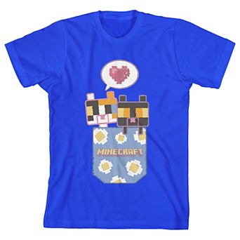 Boys 8-20 Minecraft Two Block Kittens Short Sleeve Tee