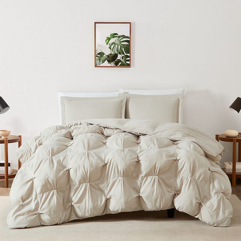 Truly Soft 3pc Full/Queen Cloud Puffer Comforter Set Beige: Microfiber, Machine Washable, Includes Shams