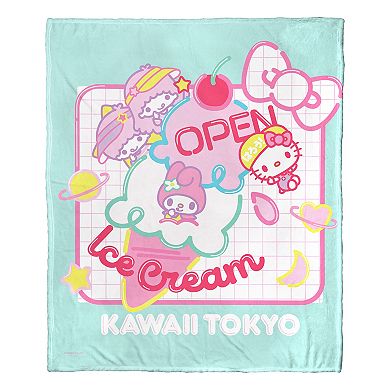 Sanrio Hello Kitty & Friends Ice Cream Neon Sign Silky Touch Throw Blanket