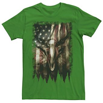 Men's Bald Eagle Face In Flag Graphic Tee