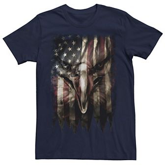 Men's Bald Eagle Face In Flag Graphic Tee