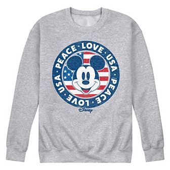Disney's Mickey Mouse Men's Peace Love USA Fleece Sweatshirt
