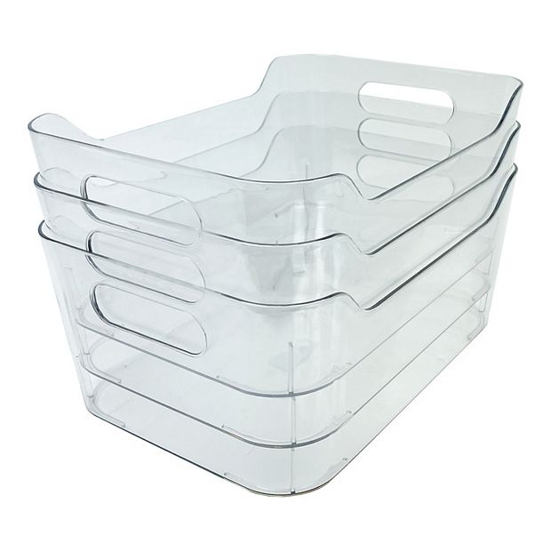 stackable Organizer white storage bins pack of 3