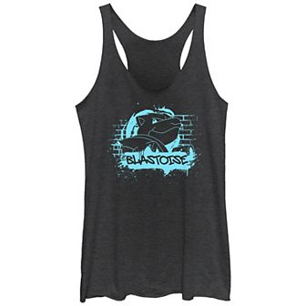 Juniors' Pokemon Blue Blastoise Graffiti Wall Racerback Tank Top