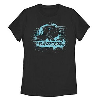 Juniors' Pokemon Blue Blastoise Graffiti Wall Graphic Tee