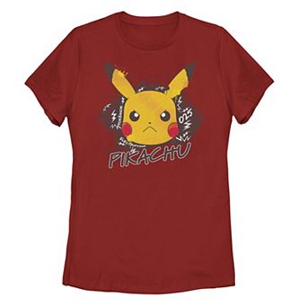 Juniors' Pokemon Angry Pikachu Electrifying Graffiti Graphic Tee