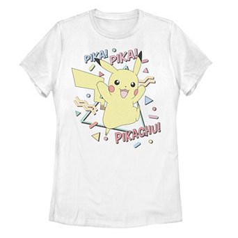 Juniors' Pokemon Happy Pikachu Vintage Background Graphic Tee