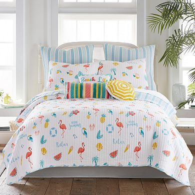 Levtex Home Summertime Stripped Crewel Throw Pillow