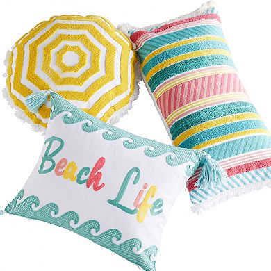 Levtex Home Summertime Stripped Crewel Throw Pillow