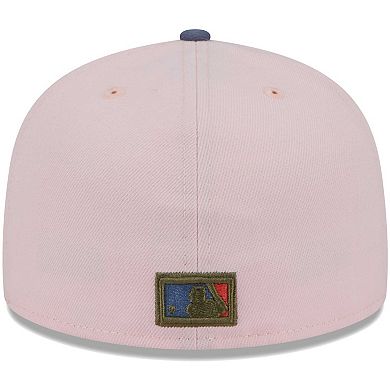 Men's New Era Pink/Blue Detroit Tigers  Olive Undervisor 59FIFTY Fitted Hat
