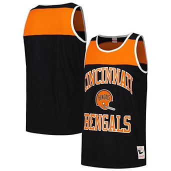 Men's Mitchell & Ness Black/Orange Cincinnati Bengals Heritage Colorblock Tank Top