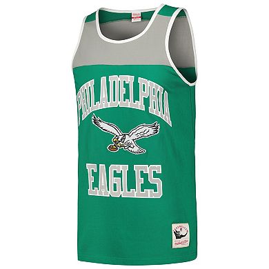 Men's Mitchell & Ness Kelly Green/Silver Philadelphia Eagles  Heritage Colorblock Tank Top