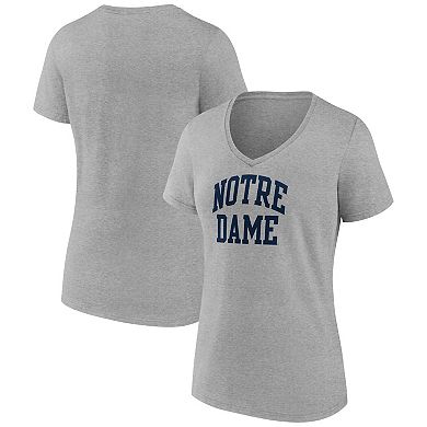 Women's Fanatics Branded Heather Gray Notre Dame Fighting Irish Basic Arch V-Neck T-Shirt