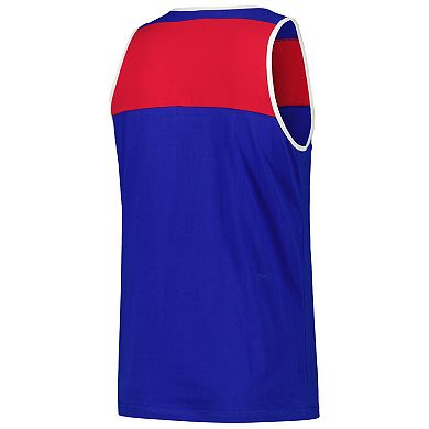 Men's Mitchell & Ness Royal/Red New York Giants  Heritage Colorblock Tank Top