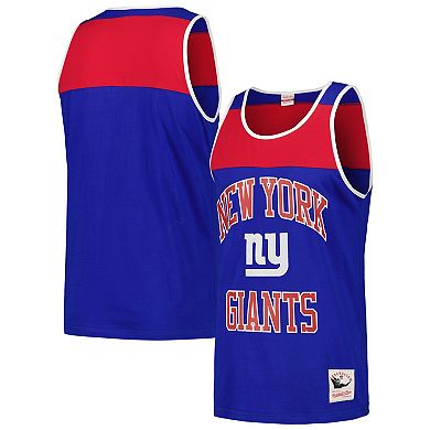 Men's Mitchell & Ness Royal/Red New York Giants  Heritage Colorblock Tank Top