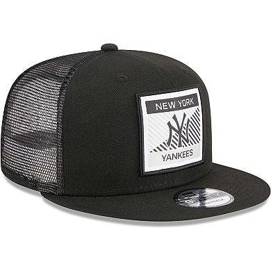 Men's New Era Black New York Yankees Scratch Squared Trucker 9FIFTY Snapback Hat
