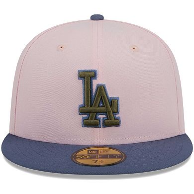 Men's New Era Pink/Blue Los Angeles Dodgers Olive Undervisor 59FIFTY Fitted Hat