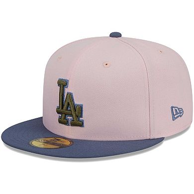 Men's New Era Pink/Blue Los Angeles Dodgers Olive Undervisor 59FIFTY Fitted Hat
