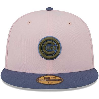 Men's New Era Pink/Blue Chicago Cubs Olive Undervisor 59FIFTY Fitted Hat