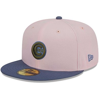 Men's New Era Pink/Blue Chicago Cubs Olive Undervisor 59FIFTY Fitted Hat