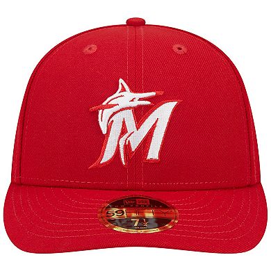 Men's New Era Scarlet Miami Marlins Low Profile 59FIFTY Fitted Hat