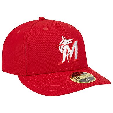 Men's New Era Scarlet Miami Marlins Low Profile 59FIFTY Fitted Hat