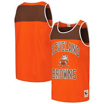 Men's Mitchell & Ness Orange/Brown Cleveland Browns Heritage Colorblock Tank Top