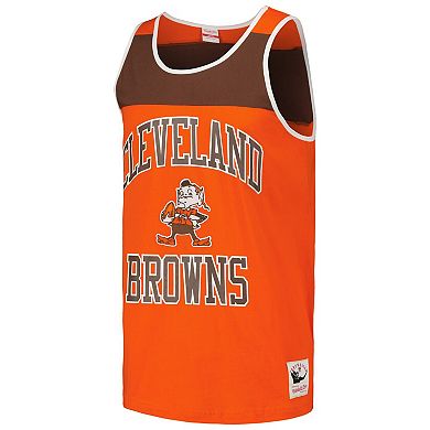 Men's Mitchell & Ness Orange/Brown Cleveland Browns  Heritage Colorblock Tank Top