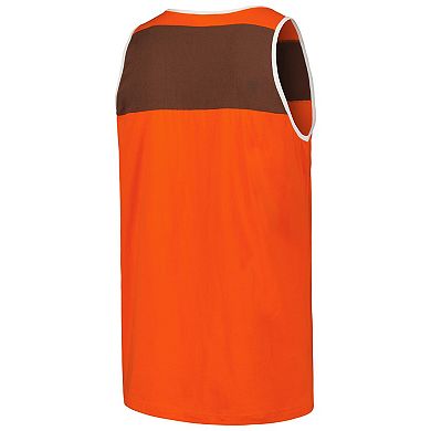 Men's Mitchell & Ness Orange/Brown Cleveland Browns  Heritage Colorblock Tank Top