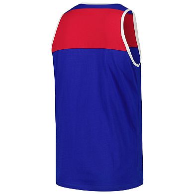 Men's Mitchell & Ness Royal/Red New England Patriots  Heritage Colorblock Tank Top