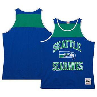 Men's Mitchell & Ness Royal/Green Seattle Seahawks Heritage Colorblock Tank Top
