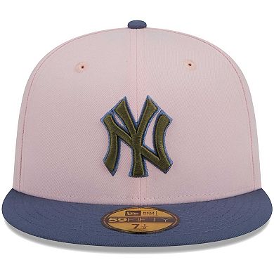 Men's New Era Pink/Blue New York Yankees  Olive Undervisor 59FIFTY Fitted Hat
