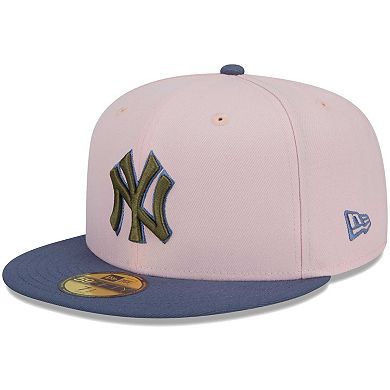 Men's New Era Pink/Blue New York Yankees  Olive Undervisor 59FIFTY Fitted Hat