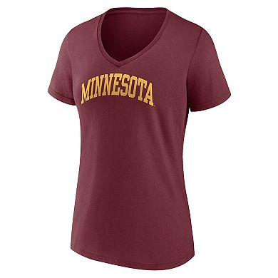 Women's Fanatics Branded Maroon Minnesota Golden Gophers Basic Arch V-Neck T-Shirt
