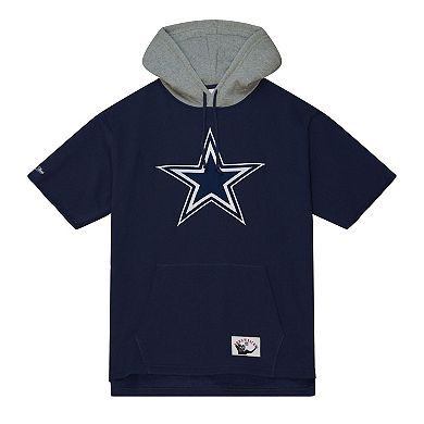 Men's Mitchell & Ness Navy Dallas Cowboys Postgame Short Sleeve Hoodie