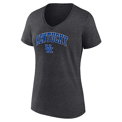 Women's Fanatics Branded Heather Charcoal Kentucky Wildcats Evergreen Campus V-Neck T-Shirt