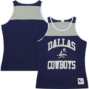 Men's Mitchell & Ness Navy/Gray Dallas Cowboys Heritage Colorblock Tank Top