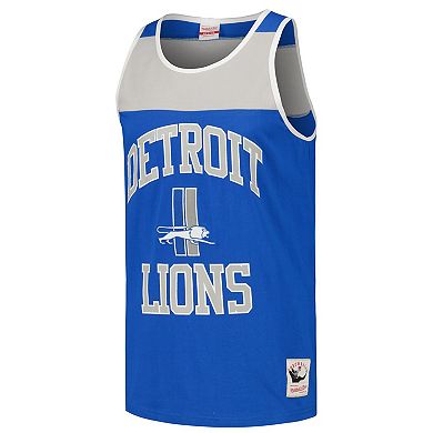 Men's Mitchell & Ness Blue/Silver Detroit Lions  Heritage Colorblock Tank Top