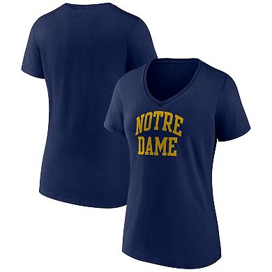 Women's Fanatics Branded Navy Notre Dame Fighting Irish Basic Arch V-Neck T-Shirt