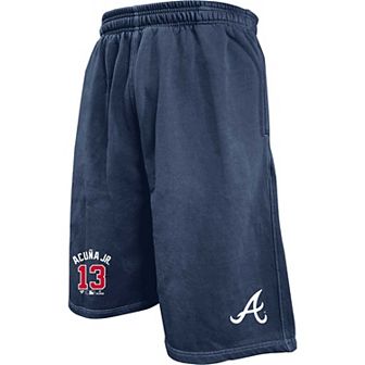 Men's Ronald AcuÃ±a Jr. Navy Atlanta Braves Big & Tall Stitched Double-Knit Shorts