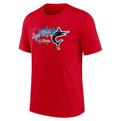 Men's Nike Red Miami Marlins City Connect Tri-Blend T-Shirt