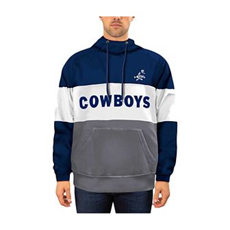 Men's New Era Navy/White Dallas Cowboys Big & Tall Retro Joe Pullover Hoodie
