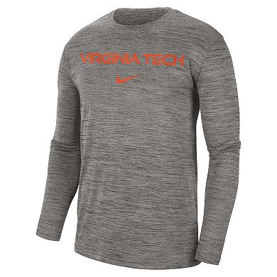 Men's Nike Heather Gray Virginia Tech Hokies Team Velocity Performance Long Sleeve T-Shirt