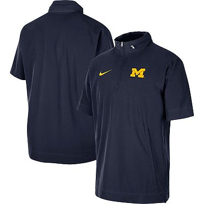 Men's Nike Navy Michigan Wolverines Coaches Half-Zip Short Sleeve