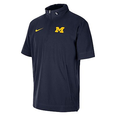 Men's Nike Navy Michigan Wolverines Coaches Half-Zip Short Sleeve