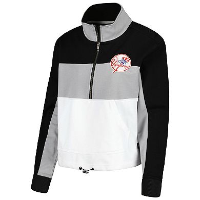 Women's The Wild Collective Black/White New York Yankees Women's Colorblock 1/4 Zip Jacket