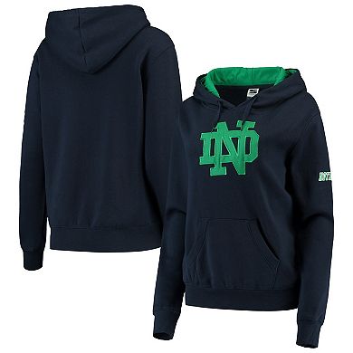 Women's Stadium Athletic Navy Notre Dame Fighting Irish Big Logo Pullover Hoodie