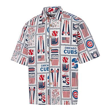 Men's Reyn Spooner White Chicago Cubs Americana Button-Up Shirt